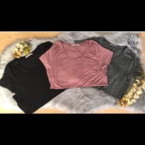 V-Neck Pocket Loose T-Shirts